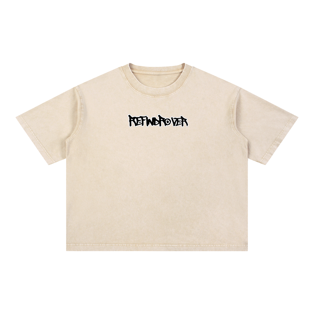 Design On Back / Mineral Wash Boxy Cotton T-Shirt