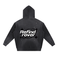 Vintage Washed Frayed Fleece Hoodie/ Design On Back