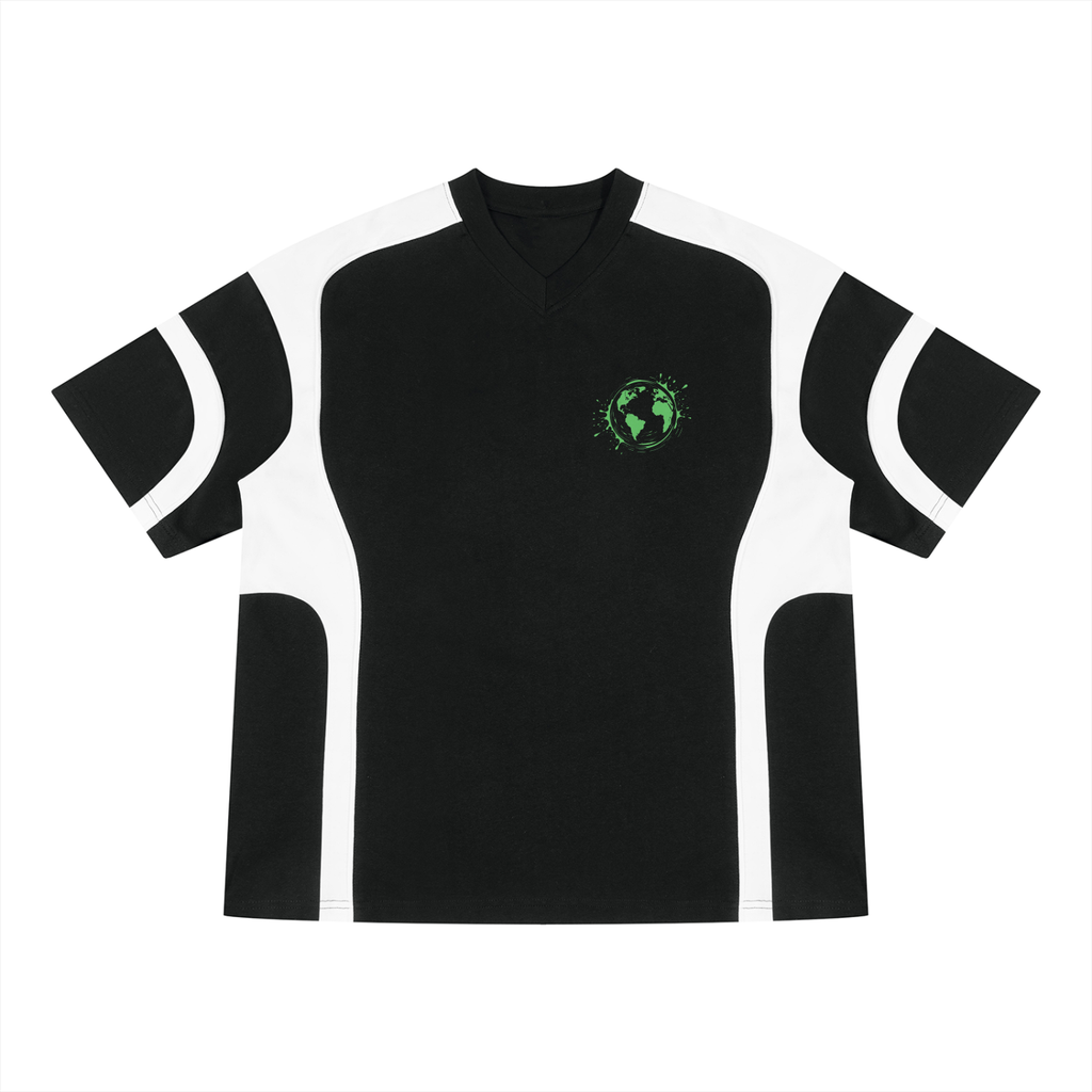 Unisex Color Block V-Neck T-Shirt/ Design On Back