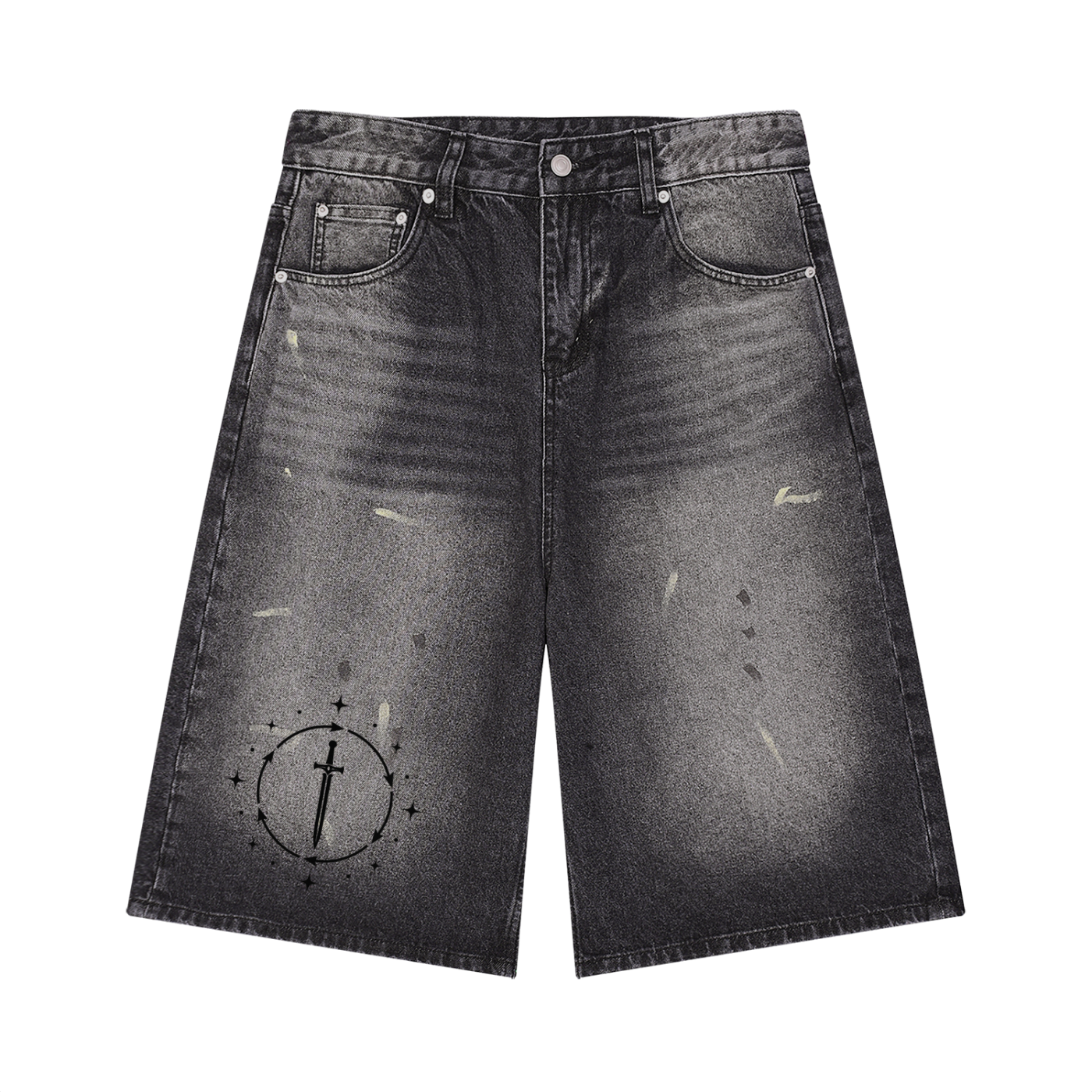 Men’s Vintage Wash Wide Leg Denim Shorts