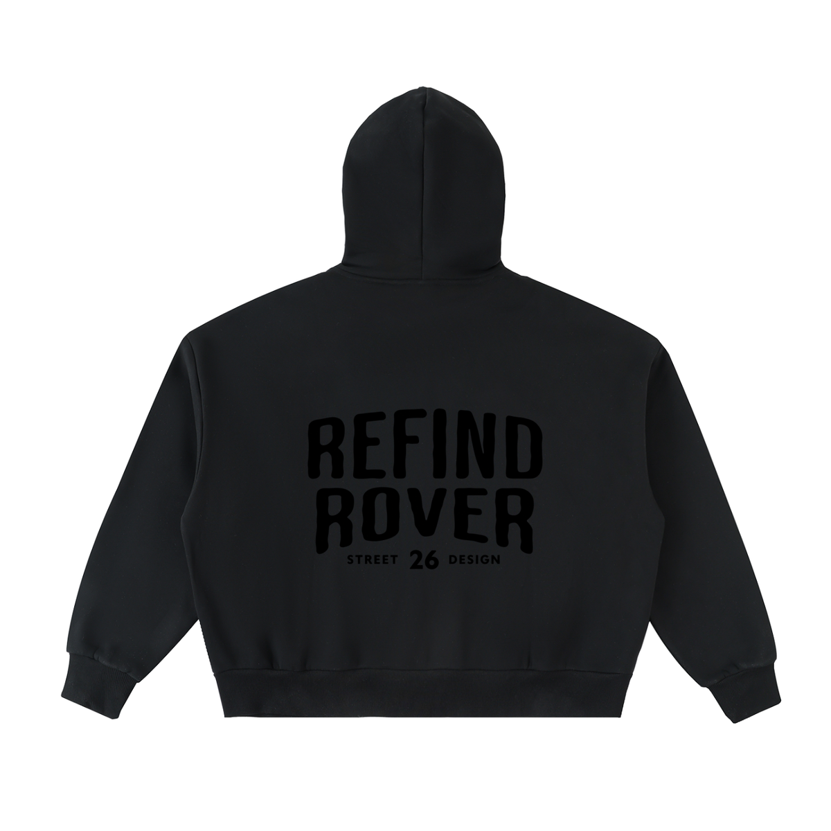 Design On Back / Fleeced Full-Zip Boxy Hoodie