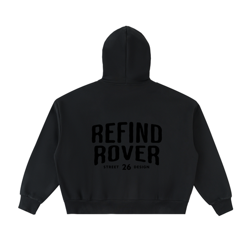 Design On Back / Fleeced Full-Zip Boxy Hoodie