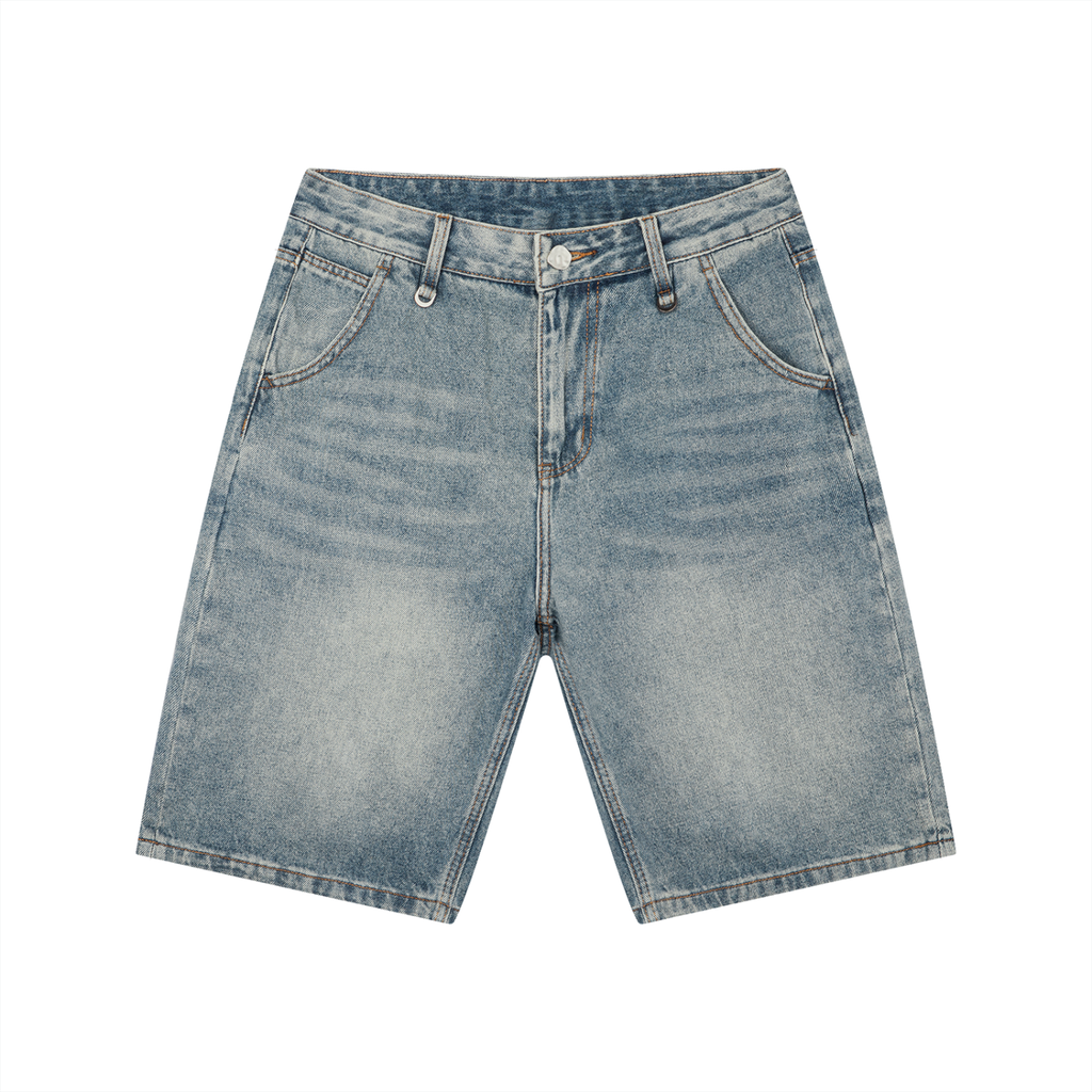 Men's Vintage Wash Denim Shorts/ Design On Back