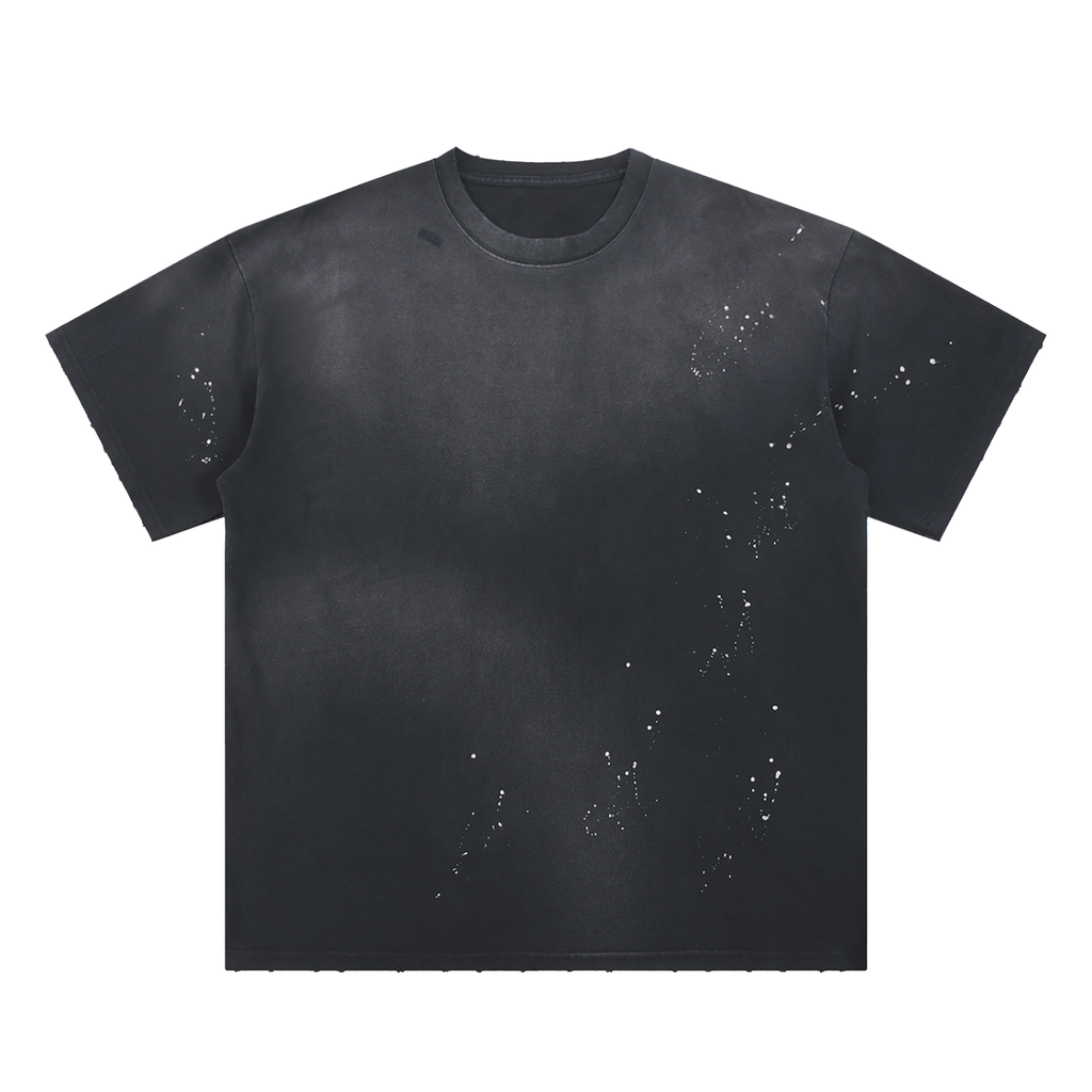 Hand-Frayed Sunfade Paint Splatter T-Shirt/ Design On Back