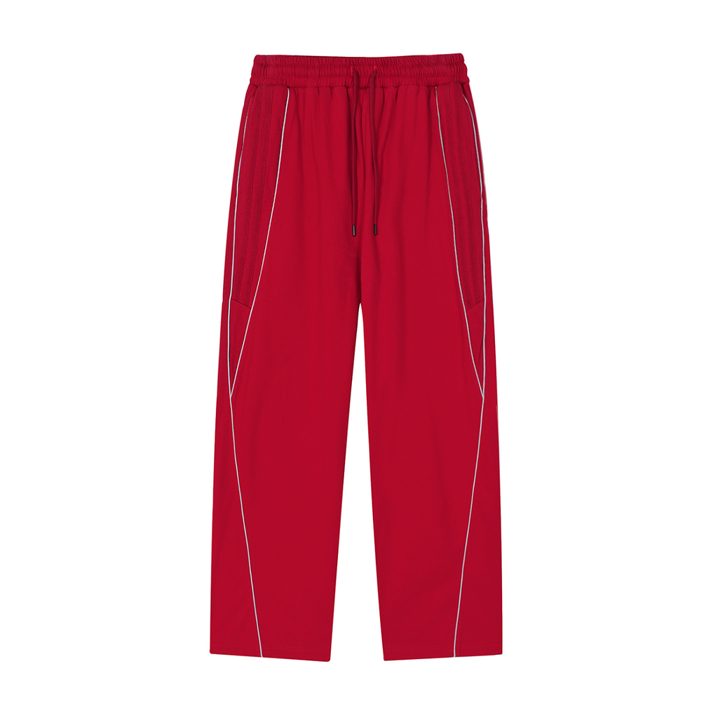 Design On Back Pocket / Reflection Striped Straight-Leg Sweatpant