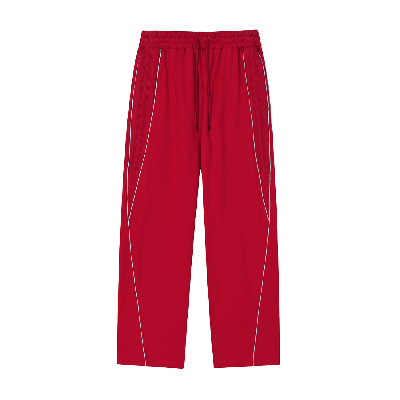 Design On Back Pocket / Reflection Striped Straight-Leg Sweatpant